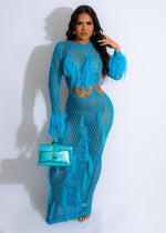 In The Tropics Crochet Maxi Dress Blue