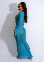 In The Tropics Crochet Maxi Dress Blue