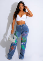 Can't Read Me Rhinestone Jeans