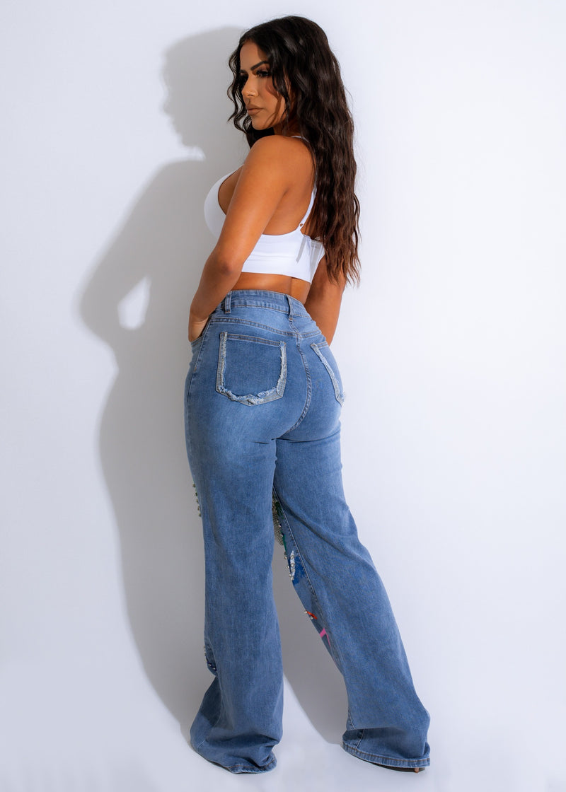 Can't Read Me Rhinestone Jeans