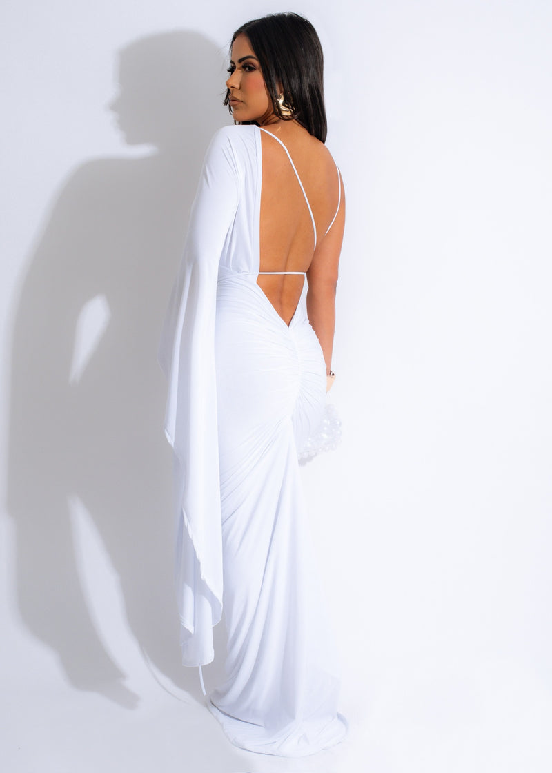 One More Time Ruched Maxi Dress White