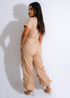  Fashionable and functional Aviator Cargo Jumpsuit in black for women, with a relaxed fit and adjustable drawstring waist