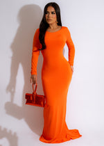 Euphoric Girl Ruched Maxi Dress Orange