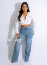 Perfect Love Rhinestones Crop Top White