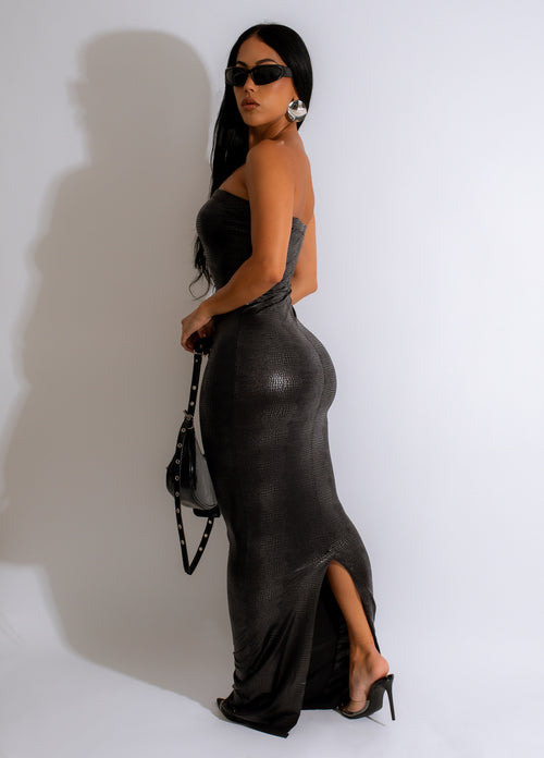 Snake Vibes Faux Leather Maxi Dress