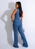 Mystery Extreme Flare Denim Jumpsuit