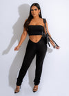 Black ruched legging set with matching top for stylish comfort