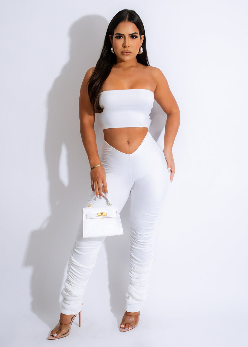 Acting Nice Ruched Legging Set White