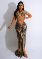 Can't Resist Metallic Skirt Set Silver