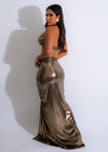 Can't Resist Metallic Skirt Set Silver