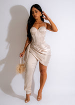 Can't Help Myself Satin Jumpsuit Nude