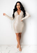 Pearl Diva Mini Dress Silver