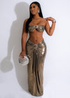Can't Resist Metallic Skirt Set Silver