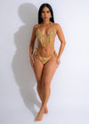 Dancing By The Sea Rhinestones Bikini Gold