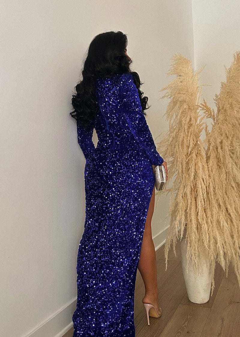 Reflection Sequin Maxi Dress Set Blue