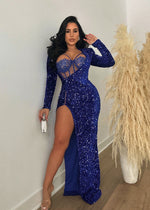 Reflection Sequin Maxi Dress Set Blue
