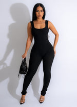 Just Her Ribbed Jumpsuit Black