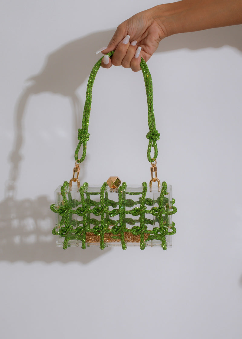 Glam Night Rhinestone Handbag Green