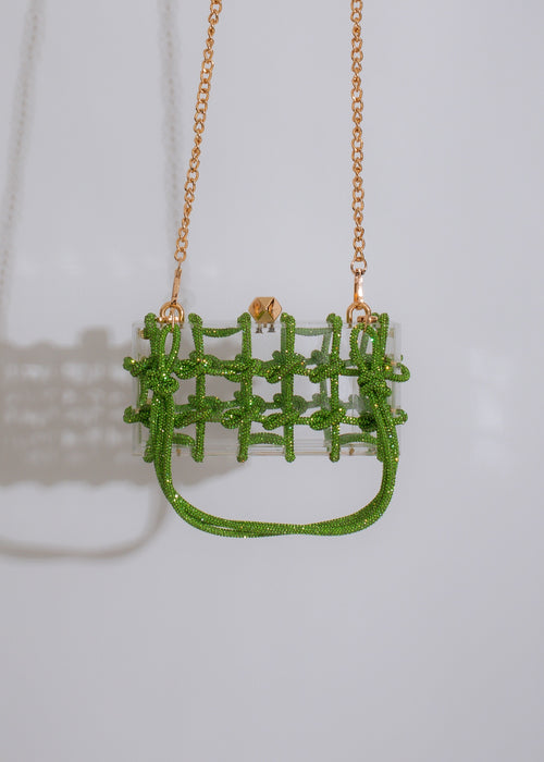 Glam Night Rhinestone Handbag Green