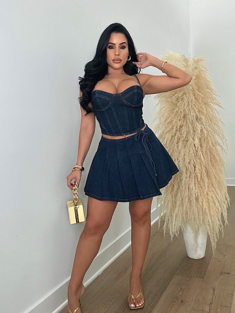 Denim skirt set hotsell