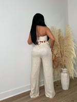 Glamour Goddess Linen Pant Set Nude