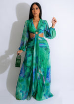 Modest Muse Diamonds Ruched Maxi Dress Green