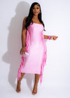 Take A Seat Fringe  Midi Dress Pink