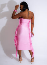 Take A Seat Fringe  Midi Dress Pink