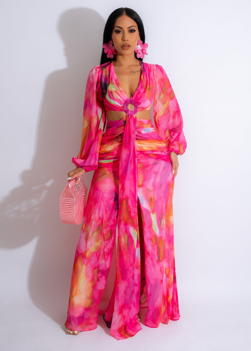 Modest Muse Diamonds Ruched Maxi Dress Pink