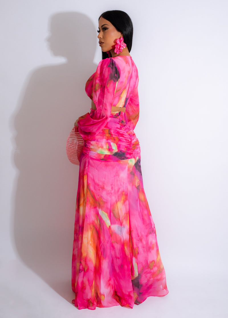 Modest Muse Diamonds Ruched Maxi Dress Pink