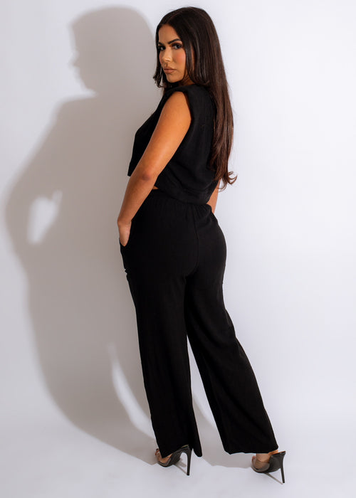 Sweet Escape Linen Pant Set Black