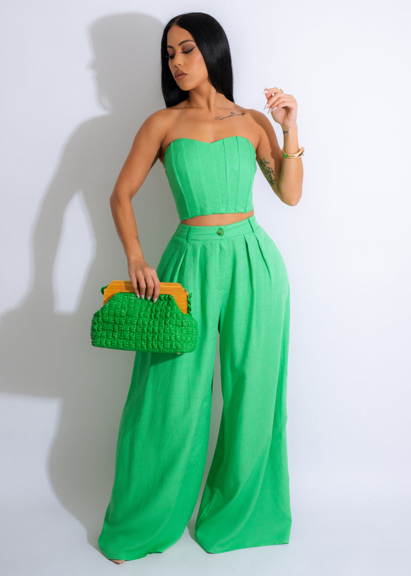 I Bet My Life Linen Pant Set Green
