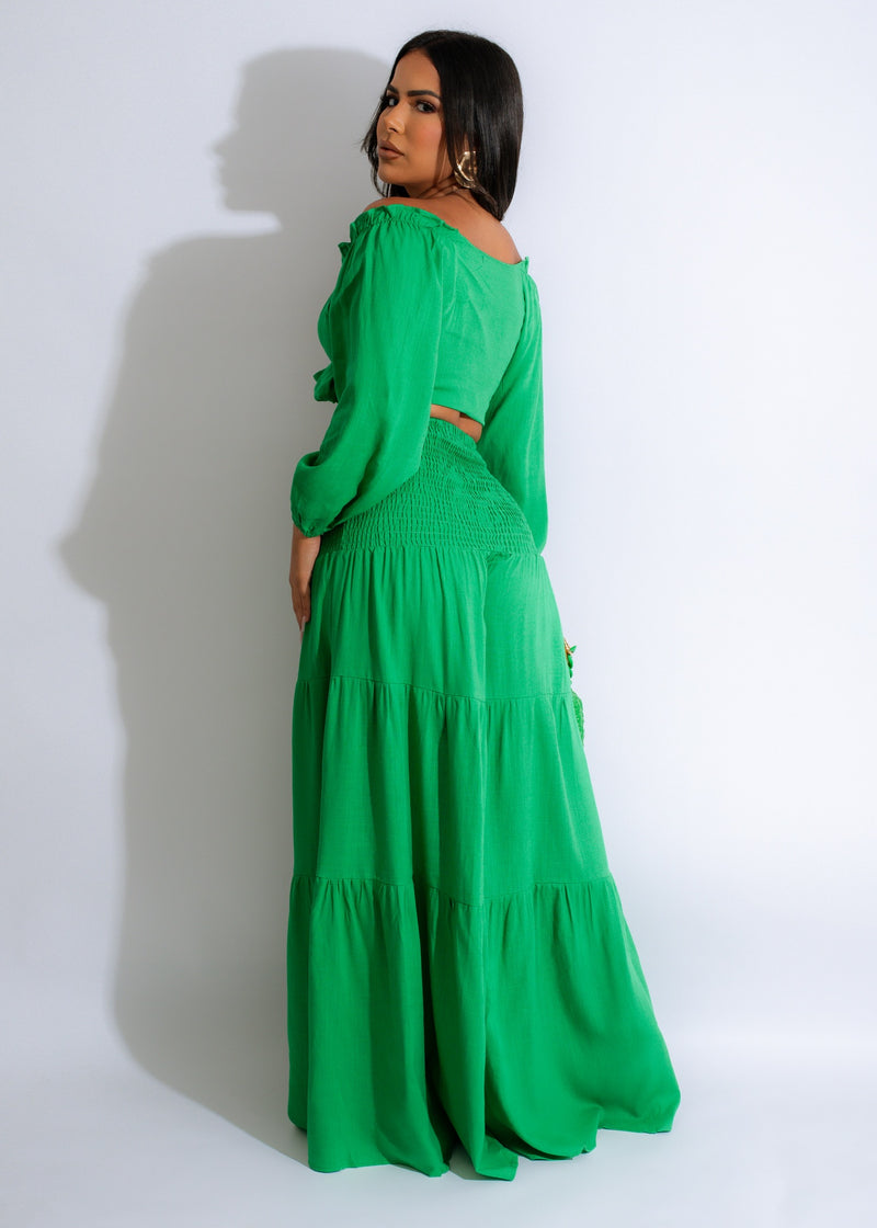 My Relationship Linen Pant Set Green