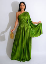 Made For Me Metallic Maxi Dress Green