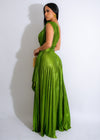 Made For Me Metallic Maxi Dress Green