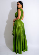 Made For Me Metallic Maxi Dress Green