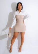 Focused On Me Ribbed Mini Dress Nude
