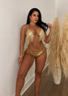 Disco Beach Party Rhinestones Bikini Gold