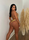 Disco Beach Party Rhinestones Bikini Gold