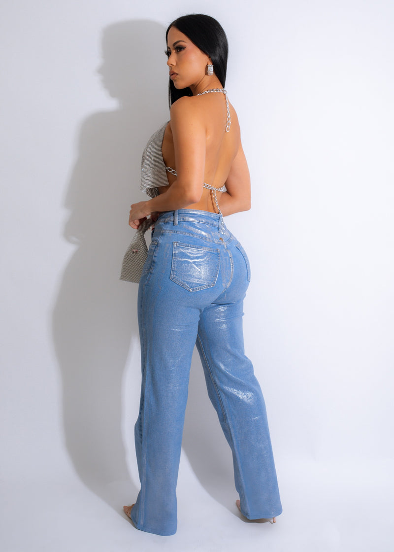 Like Metal Metallic Jeans