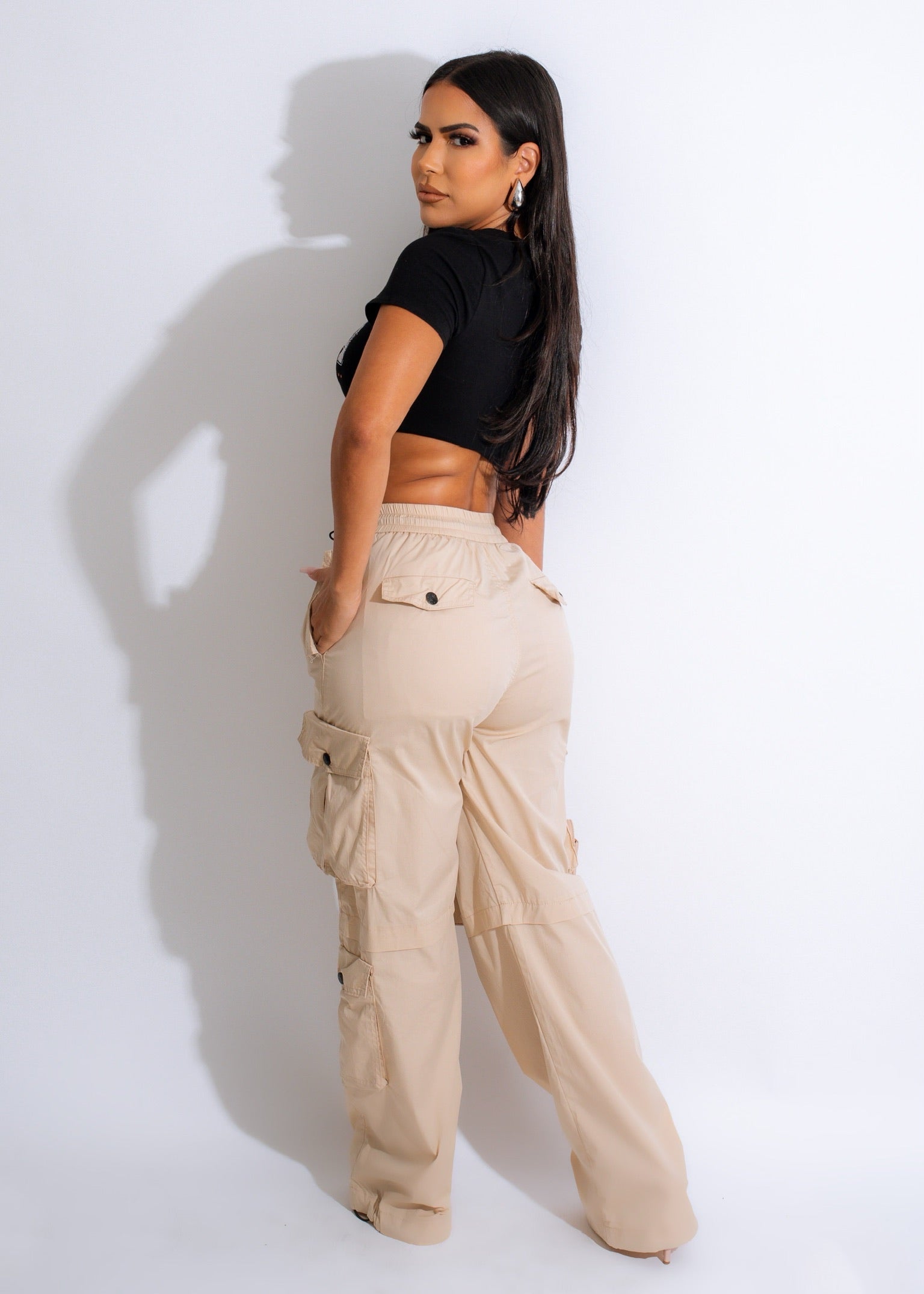 I'm Sincere Parachute Cargo Pants Nude – Diva Boutique Online