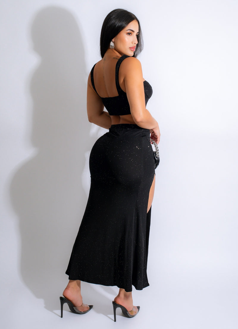 Nobody Shines More Mesh Glitter Skirt Set