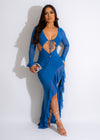 Feeling Pretty Mesh Maxi Dress Blue
