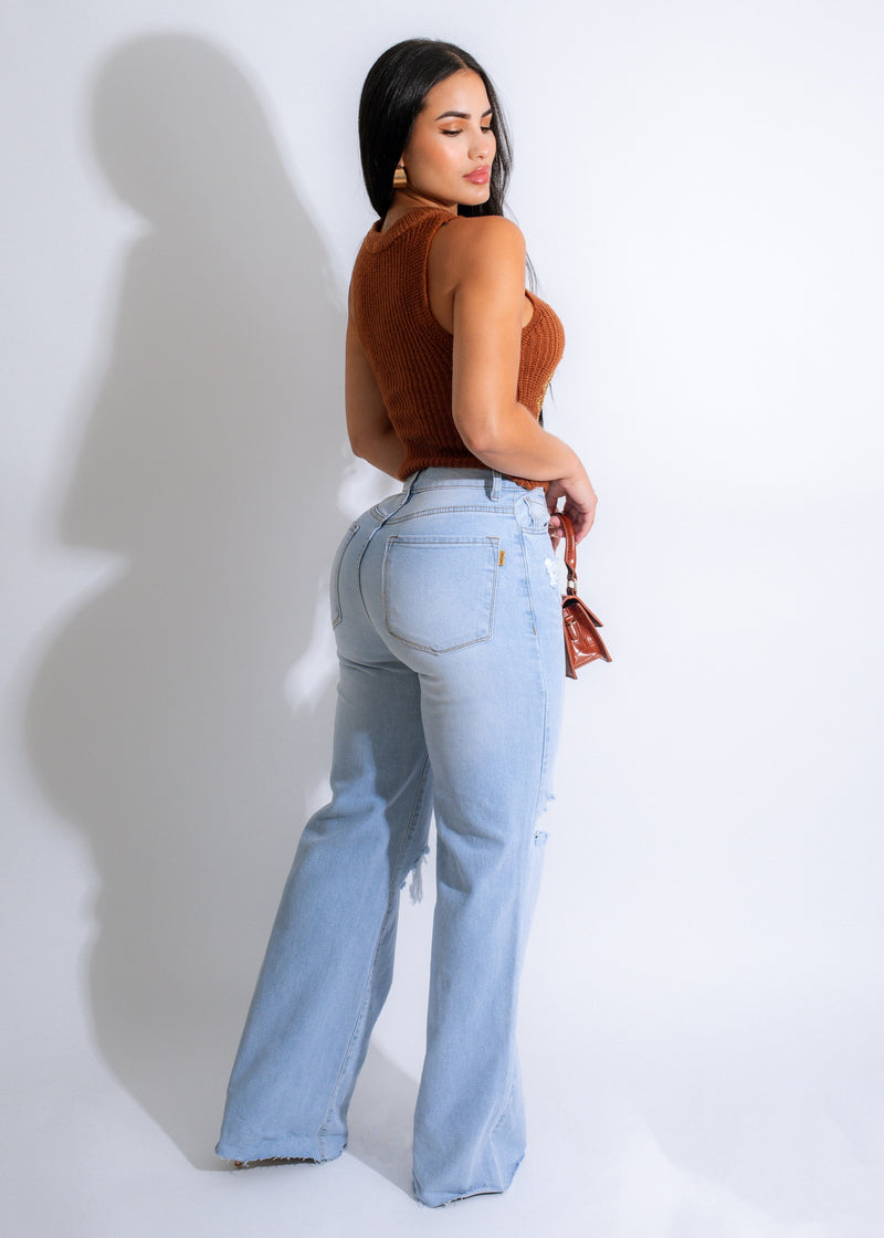I'm Vintage Crochet Chain Top Brown