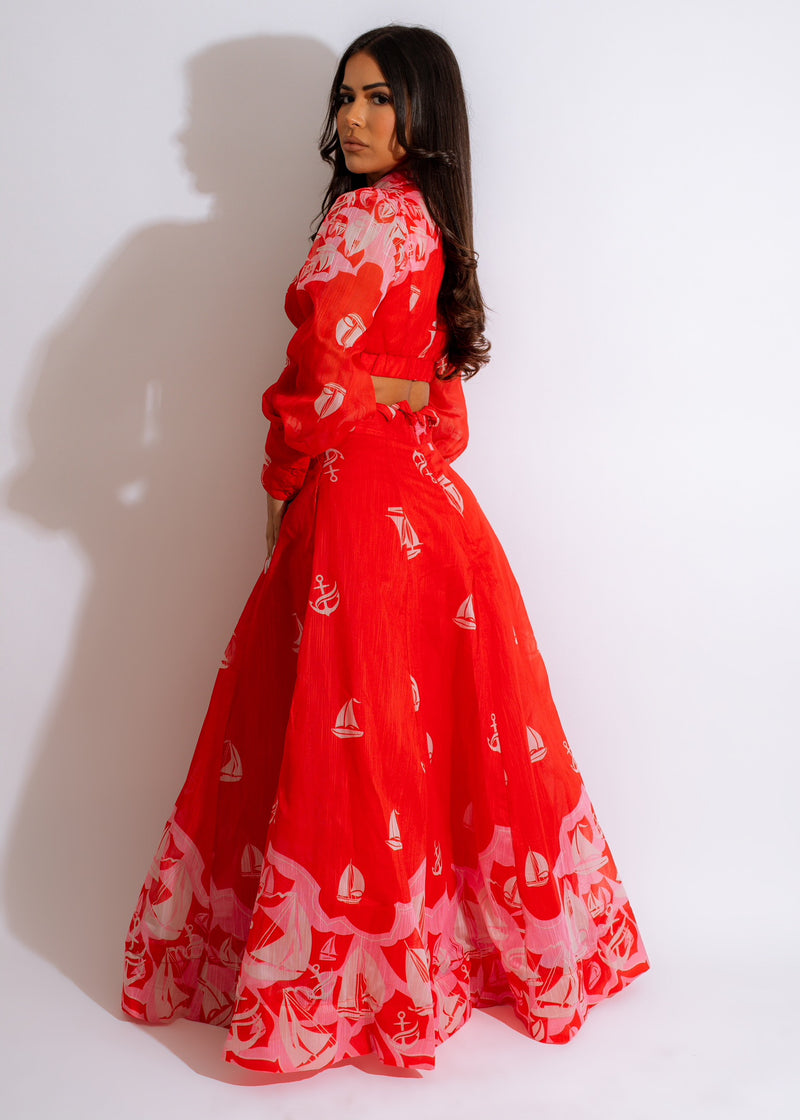 Your Muse Skirt Set Red