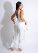 Exclusive Bandage Fringe Pant Set White