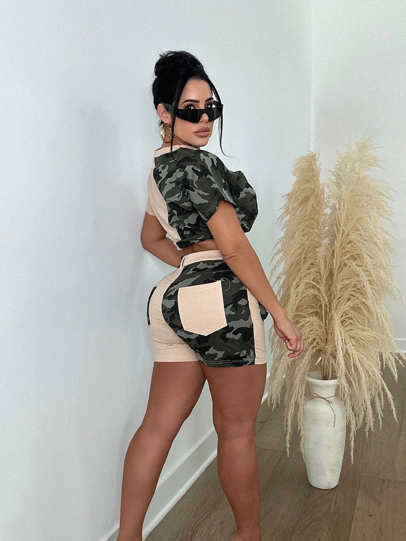 Never A Basic Camo Short Set