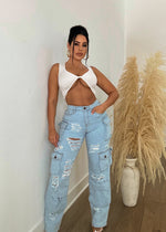 So Electric Distressed Cargo Jeans