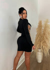 Time To Celebrate Rhinestone Mini Dress Black