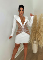 Time To Celebrate Rhinestone Mini Dress White